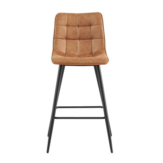 Brooz Moderne barkruk Lucille – Cep stof Cognac met zwart frame (set van 4)