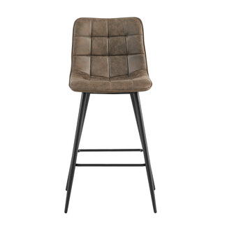 Brooz Moderne barkruk Lucille – Cep stof Licht Bruin met zwart frame (set van 4)