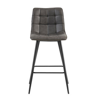 Brooz Moderne barkruk Lucille – Cep stof Antraciet met zwart frame (set van 4)