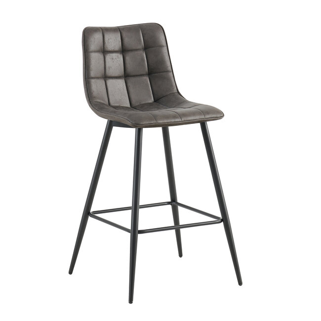 Brooz Moderne barkruk Lucille – Cep stof Antraciet met zwart frame (set van 4)