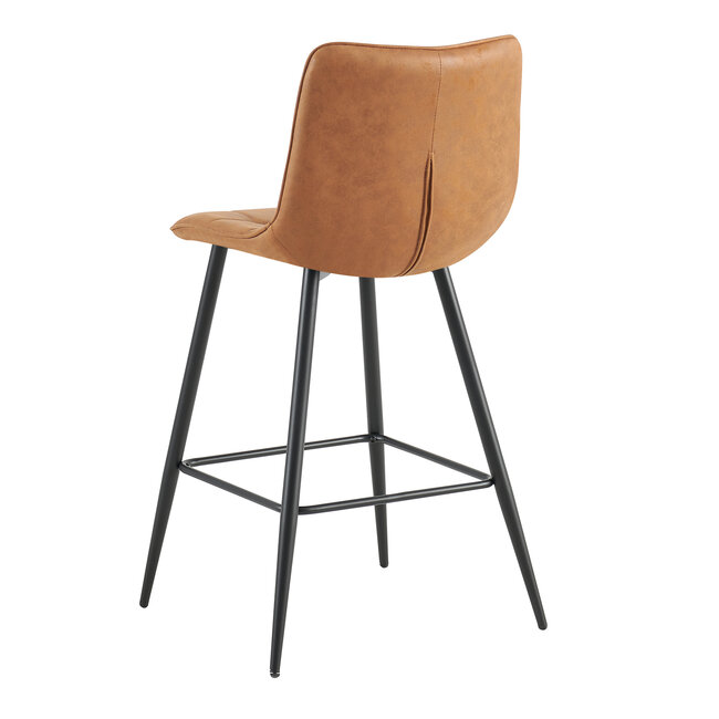 Brooz Moderne barkruk Lucille – Cep stof Cognac met zwart frame (set van 4)