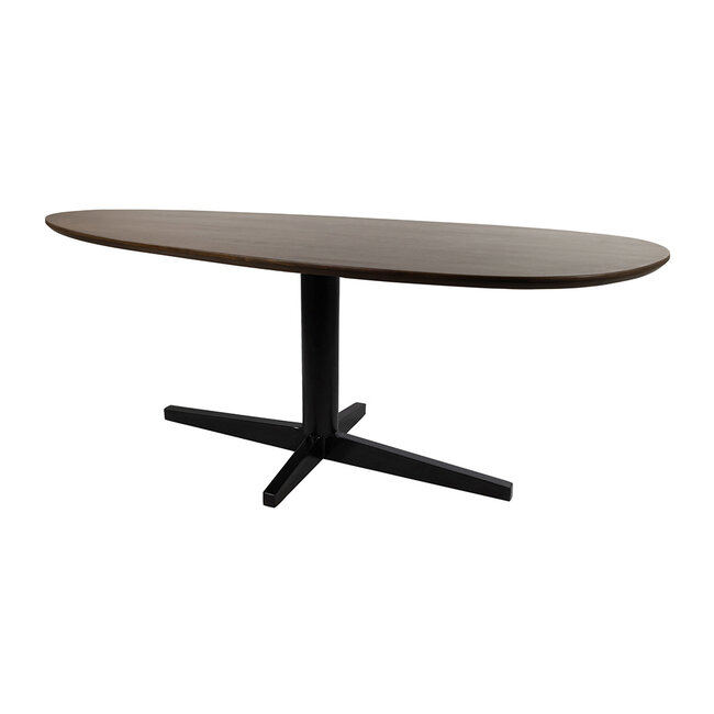 Eetkamertafel 220, organisch, poot Black, Mango Brown Walnut