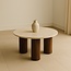 Brooz Salontafel Ron Ø90 | Travertinlook & Walnoot