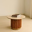 Brooz Salontafel Rens Ø75 cm – Travertin Look Salontafel met Gouden Details