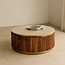 Brooz Salontafel Rens Ø90 | Travertin & Walnoot