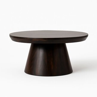 Brooz Salontafel Ben Ø70 Walnoot Bruin – Ronde Design Salontafel met Conisch Onderstel