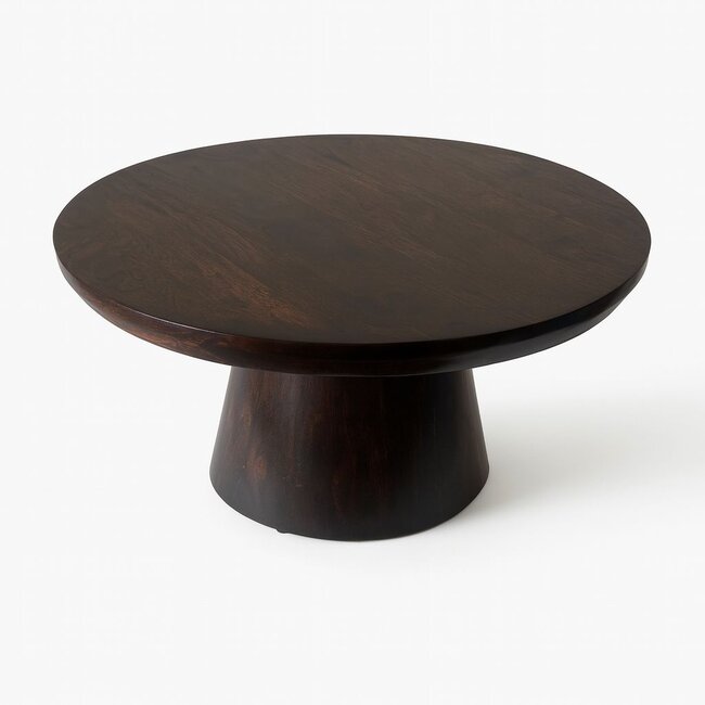 Brooz Salontafel Ben Ø70 Walnoot Bruin – Ronde Design Salontafel met Conisch Onderstel