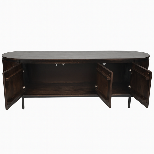 Brooz TV meubel Marly 170  – mangohout dark walnut met zwart stalen onderstel