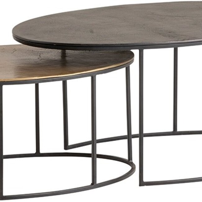 Brooz Monza salontafel set van 2, Blackish bronze and Brass antique