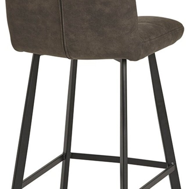 Brooz Industriële barkruk Bolero – Cowboy stof grijs met zwart frame