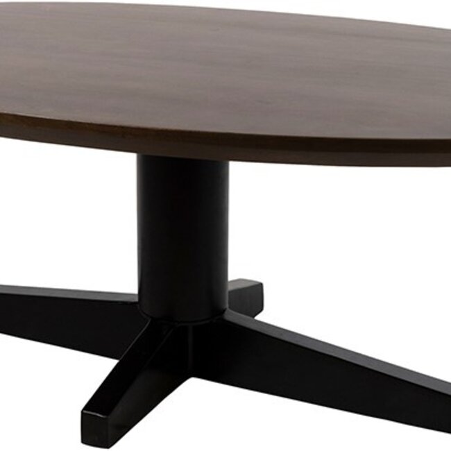 Brooz Scorpio Salontafel 130 cm Ovaal – Mango Brown Walnut met Zwart Spinpoot Onderstel