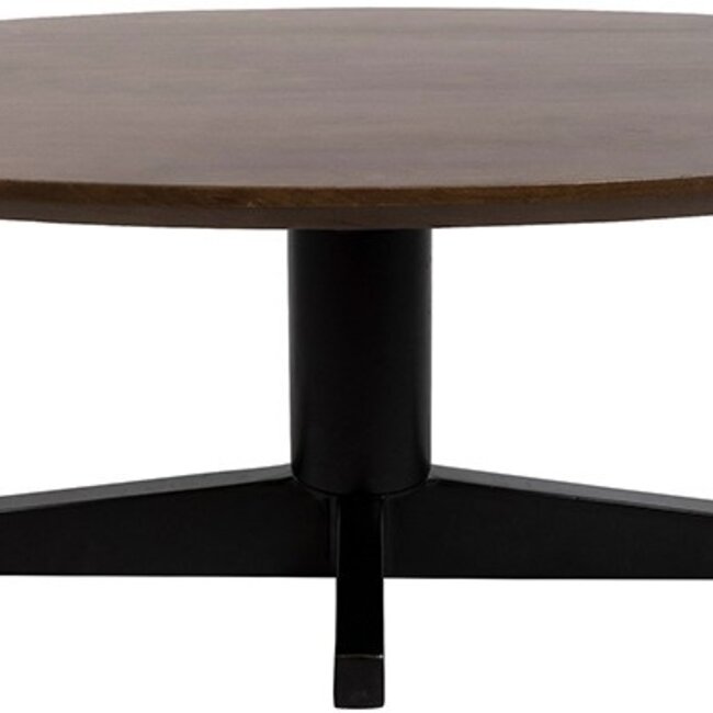 Brooz Scorpio Salontafel 130 cm Ovaal – Mango Brown Walnut met Zwart Spinpoot Onderstel