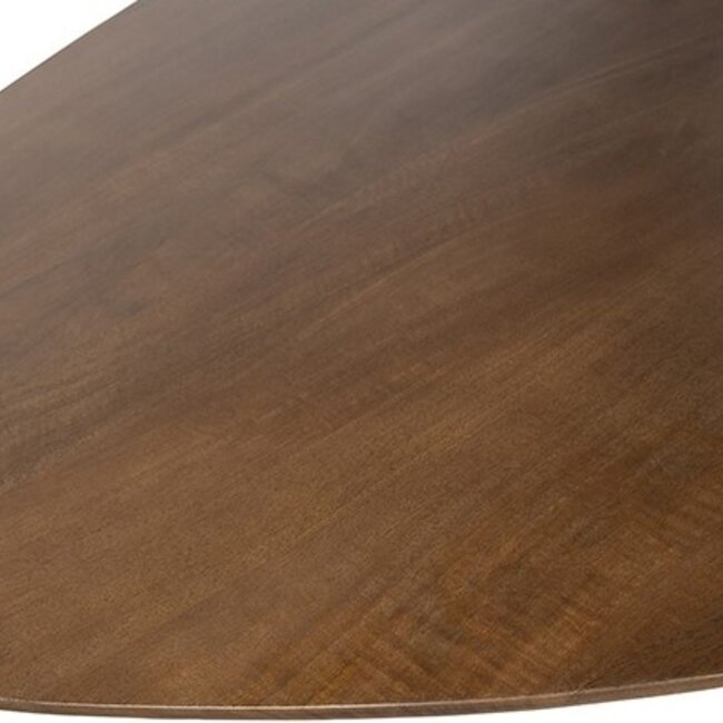 Brooz Scorpio Salontafel 130 cm Ovaal – Mango Brown Walnut met Zwart Spinpoot Onderstel