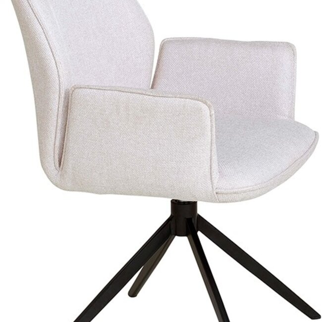 Brooz Draaibare eetkamerstoel Revi met armleuningen – Lotus stof naturel (set van 2)