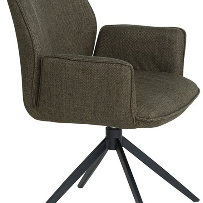 Brooz Draaibare eetkamerstoel Revi met armleuningen – Lotus stof Forest (set van 2)