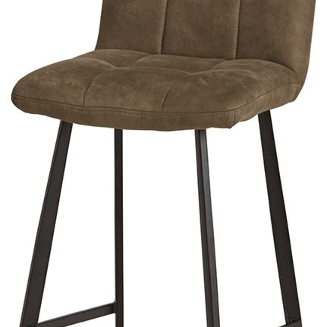 Brooz Industriële barkruk Bolero – Cowboy stof Olive met zwart frame