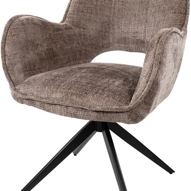 Brooz Draaibare eetkamerstoel Alicia met armleuningen en spinpoot – Cremona stof Fur (set van 2)