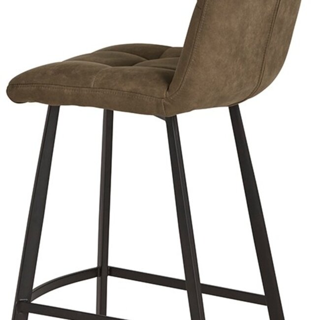 Brooz Industriële barkruk Bolero – Cowboy stof Olive met zwart frame