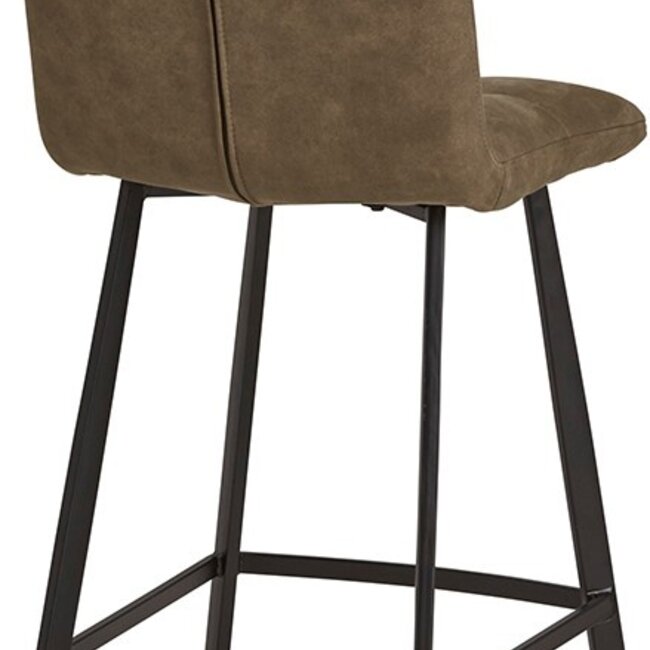 Brooz Industriële barkruk Bolero – Cowboy stof Olive met zwart frame