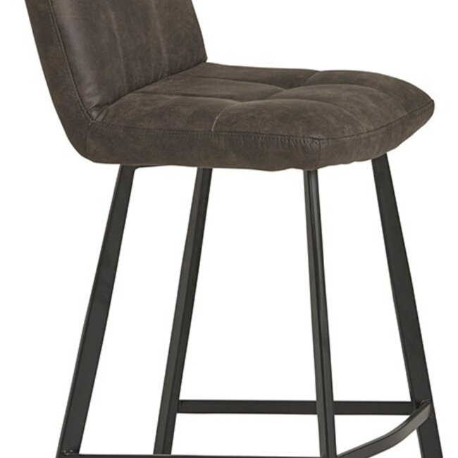 Brooz Industriële barkruk Bolero – Cowboy stof grijs met zwart frame