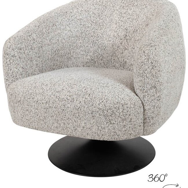 Brooz Moderne draaifauteuil Louis – Puente stof Ecru met zwarte trompetvoet