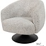 Brooz Moderne draaifauteuil Louis – Puente stof Ecru met zwarte trompetvoet
