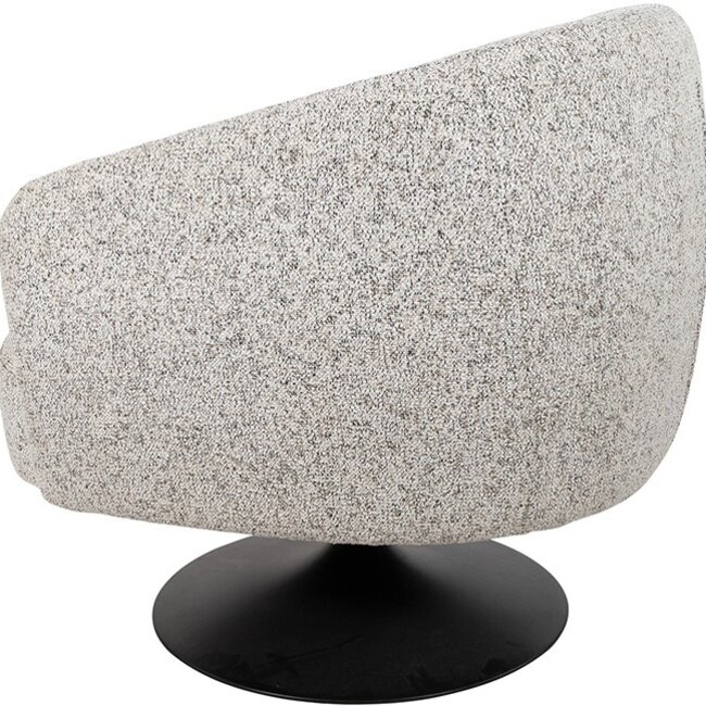 Brooz Moderne draaifauteuil Louis – Puente stof Ecru met zwarte trompetvoet
