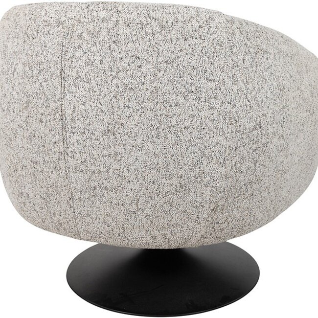 Brooz Moderne draaifauteuil Louis – Puente stof Ecru met zwarte trompetvoet