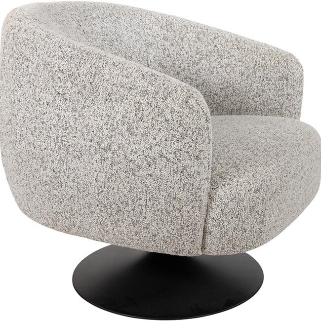 Brooz Moderne draaifauteuil Louis – Puente stof Ecru met zwarte trompetvoet