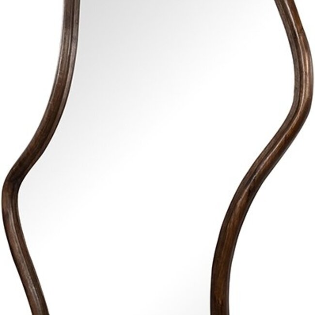 Brooz Wavy Spiegel 160 cm Mango Matt Walnut – Organische Design Spiegel met Walnootkleurige Houten Lijst