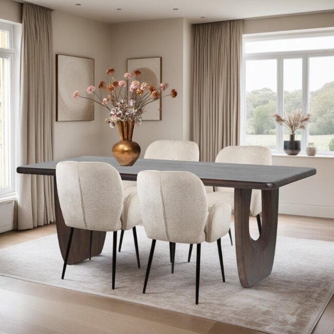 Brooz Handai Eettafel 200 cm Brown Walnut – Luxe Rechthoekige Mango Houten Eettafel