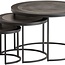 Brooz Siena Salontafel Set van 3 Zwart – Luxe Ronde Nesttafels met Metalen Onderstel