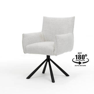RV Design Draaibare eetkamerstoel Focus met armleuningen en auto-return – Oasis shell stof Beige