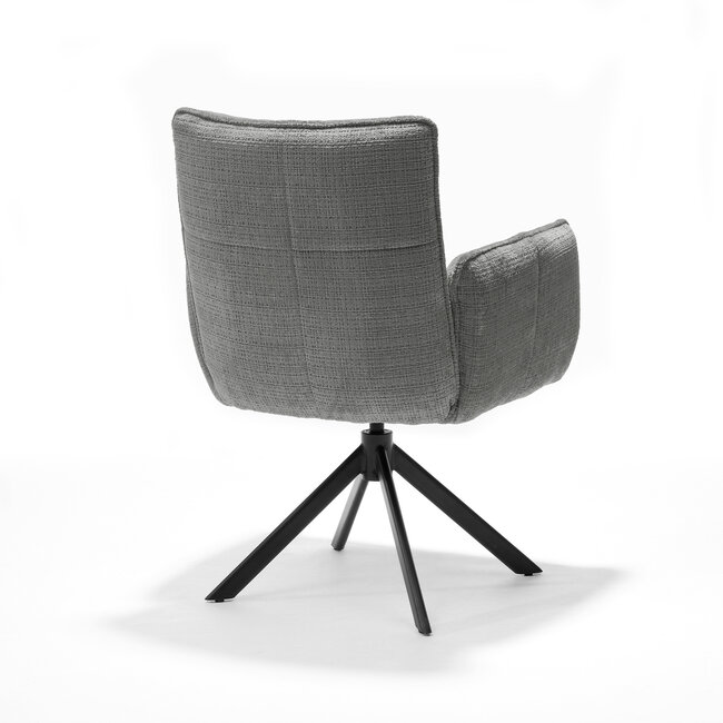 RV Design Draaibare eetkamerstoel Nova met armleuningen en pocketvering – Cremona lichtgrijs