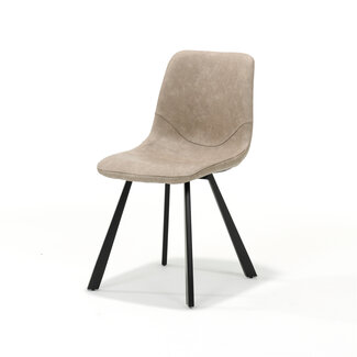 RV Design Eetkamerstoel Bari zonder armleuningen – vintage stof beige met zwart frame