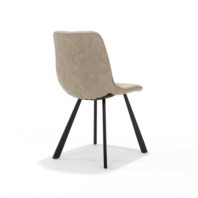RV Design Eetkamerstoel Bari zonder armleuningen – vintage stof beige met zwart frame