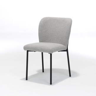 RV Design Eetkamerstoel Ventura – Teddy-Alpine stof Naturel met zwart onderstel