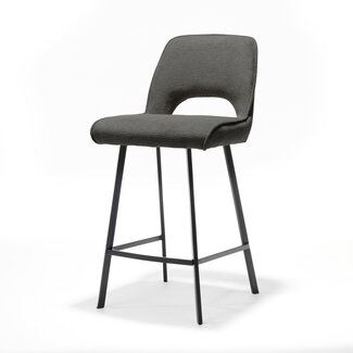 RV Design Moderne barkruk Jody in Aragon stof Antraciet met zwart metalen frame