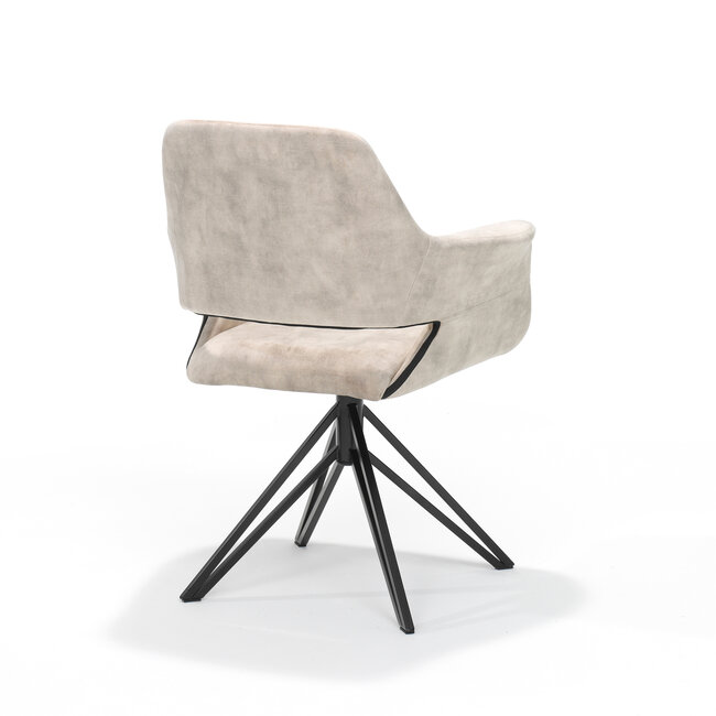 RV Design Draaibare eetkamerstoel Katy met armleuningen en auto-return – Aurora Velours stof Liver-Mole