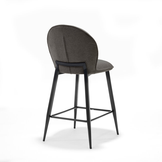 RV Design Moderne barkruk Cuba in Aragon stof Antraciet met zwart metalen frame