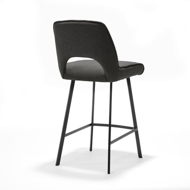 RV Design Moderne barkruk Jody in Aragon stof Antraciet met zwart metalen frame