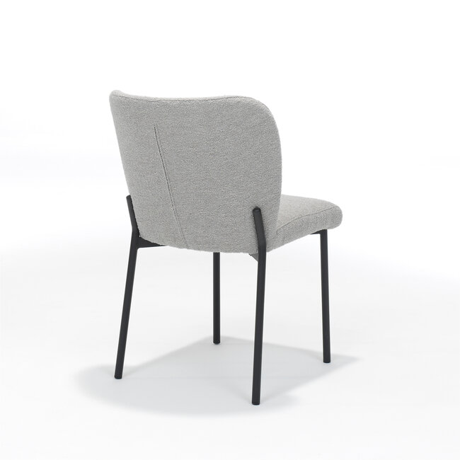 RV Design Eetkamerstoel Ventura – Teddy-Alpine stof Naturel met zwart onderstel