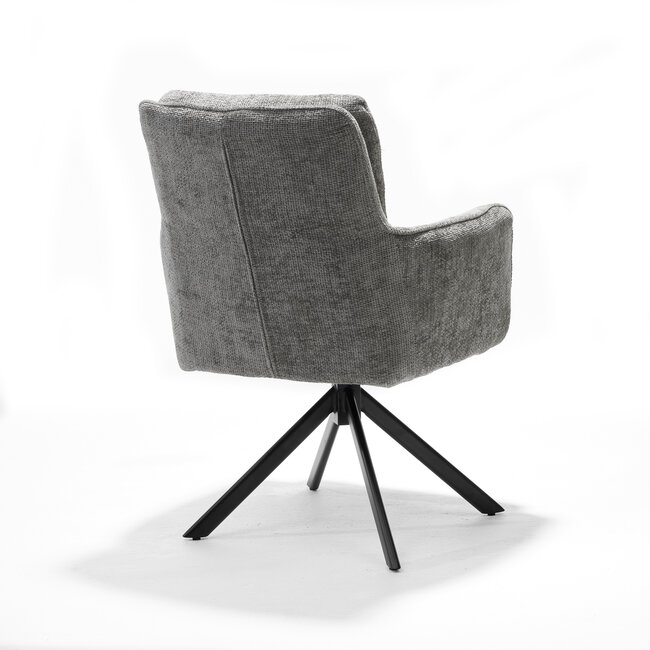 RV Design Draaibare eetkamerstoel Alex met armleuningen en pocketvering – Cremona lichtgrijs