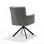 RV Design Draaibare eetkamerstoel Alex met armleuningen en pocketvering – Cremona lichtgrijs
