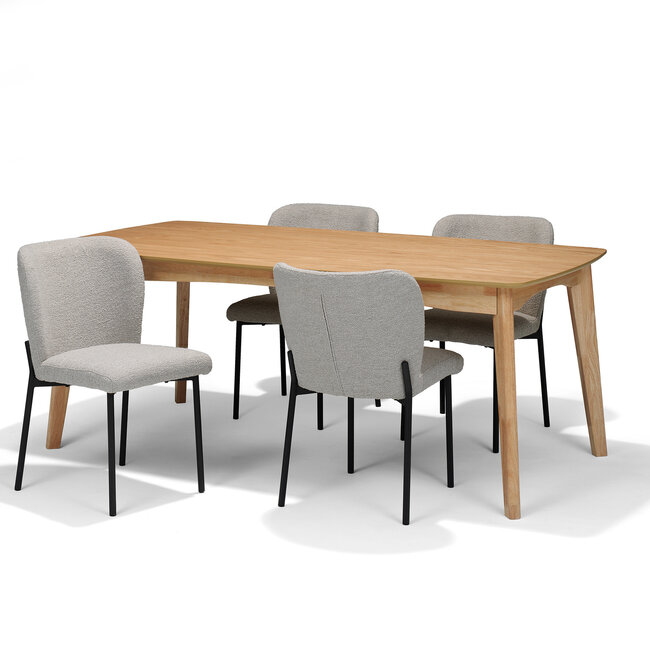 RV Design Eetkamerstoel Ventura – Teddy-Alpine stof Naturel met zwart onderstel