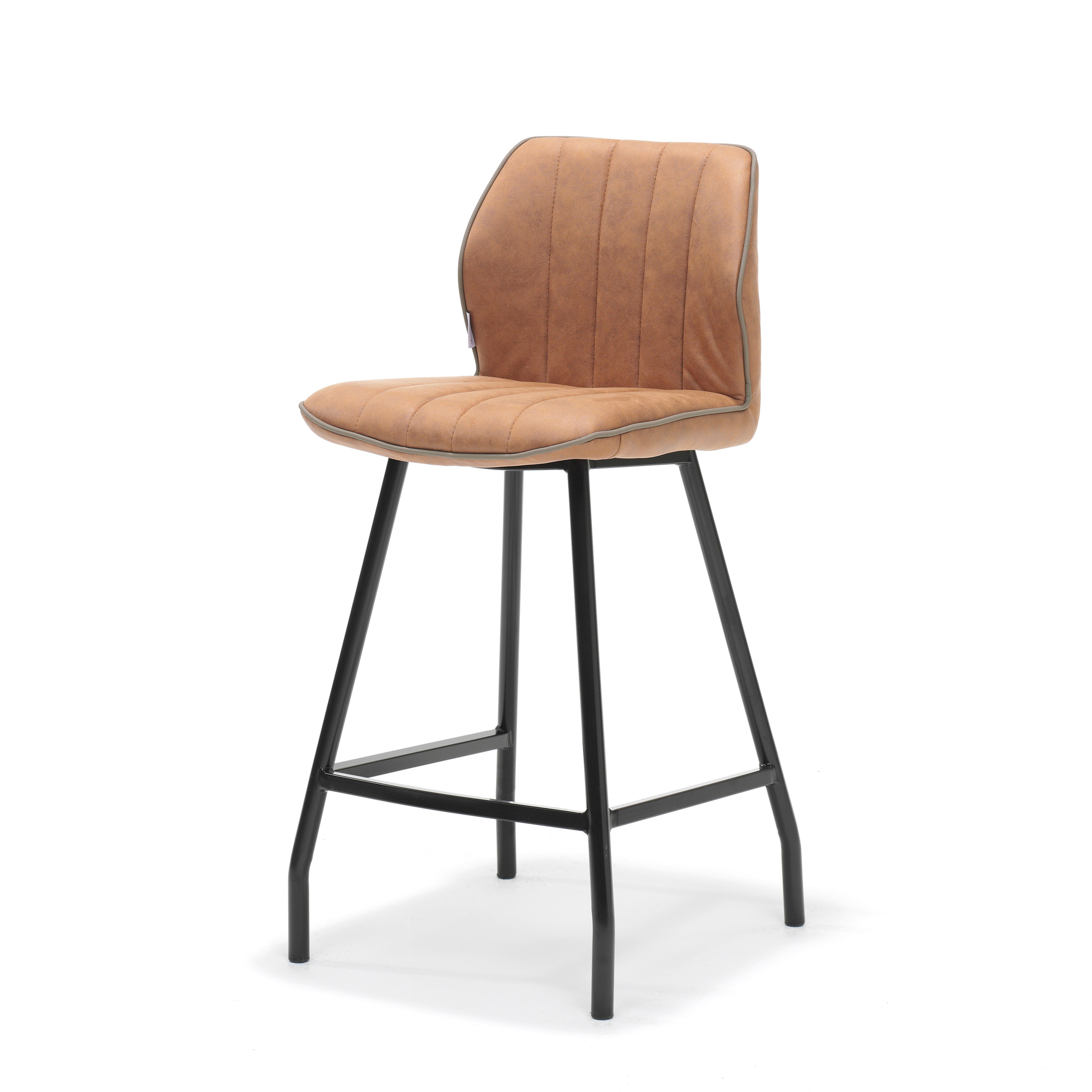 Barkruk Gino zwart stof Soft Cognac - Brooz Meubelen