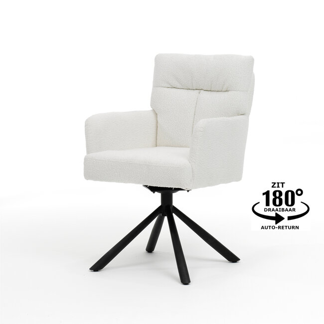 RV Design  Draaibare armstoel Fresco 180° met pocketvering – Teddy Ivory