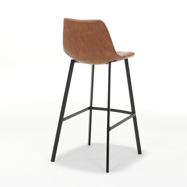 RV Design Barkruk Bari vintage taupe met Cognac metalen frame