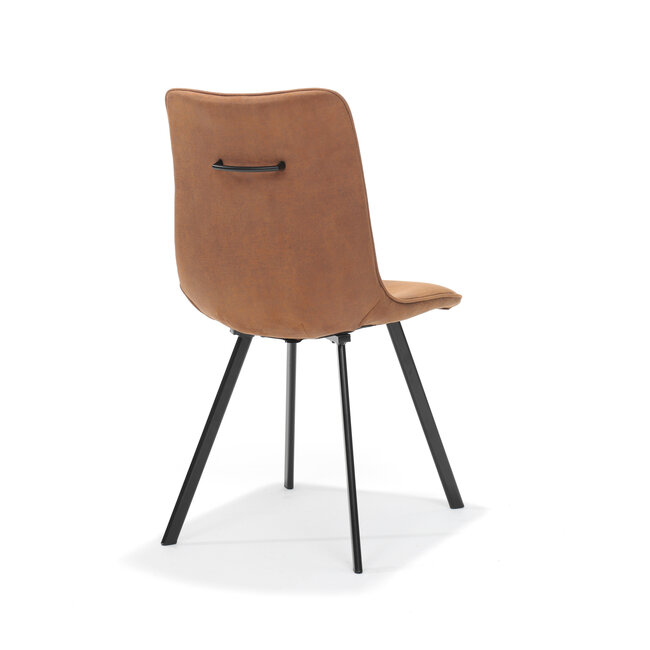 RV Design Eetkamerstoel Cora zonder armleuningen met handgreep – Bull microleder Camel