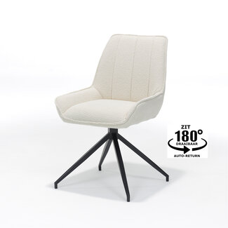 RV Design Draaibare eetkamerstoel Montana met armleuningen – teddy stof ecru